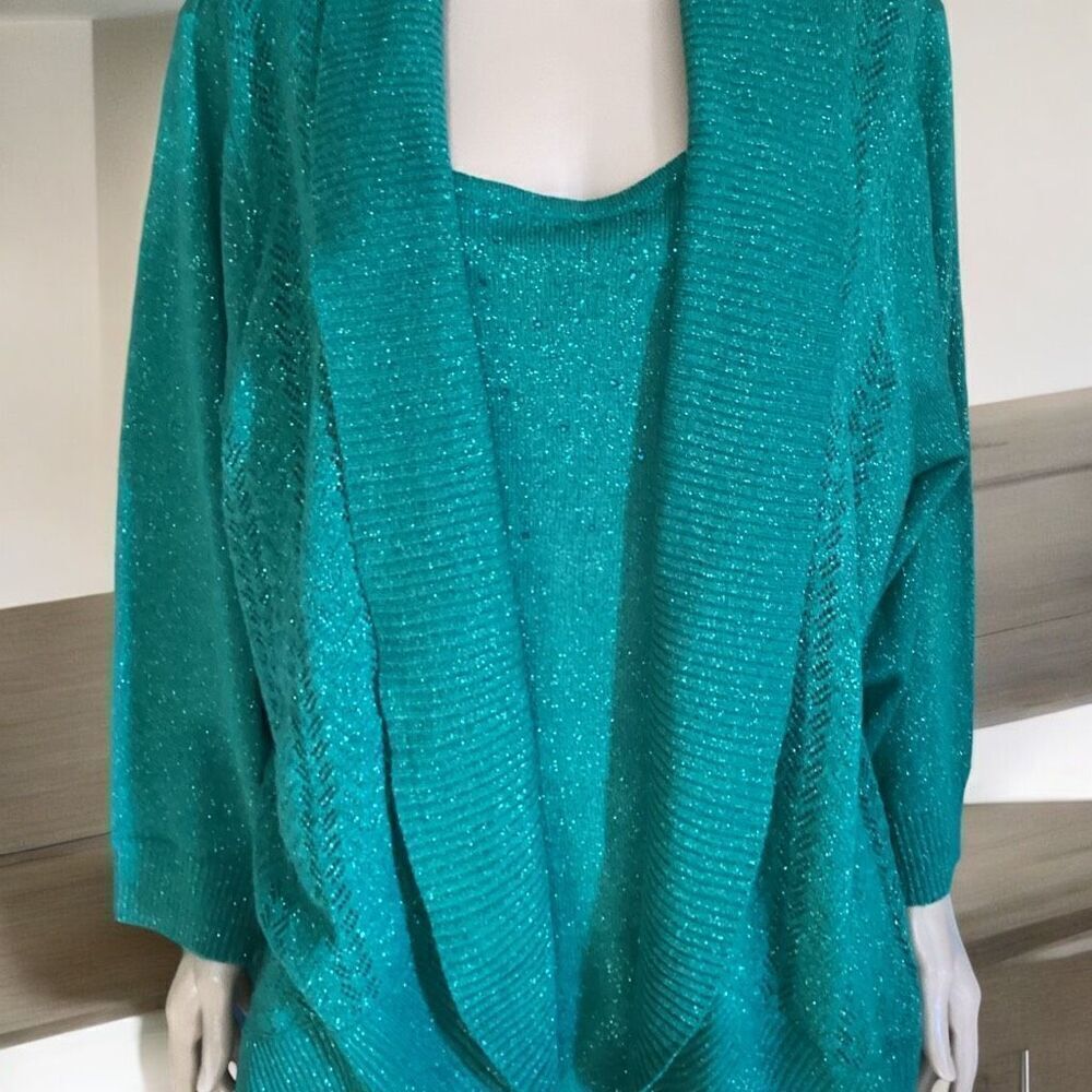 Laura Scott One-Piece Cardigan Sweater With Tank 3X